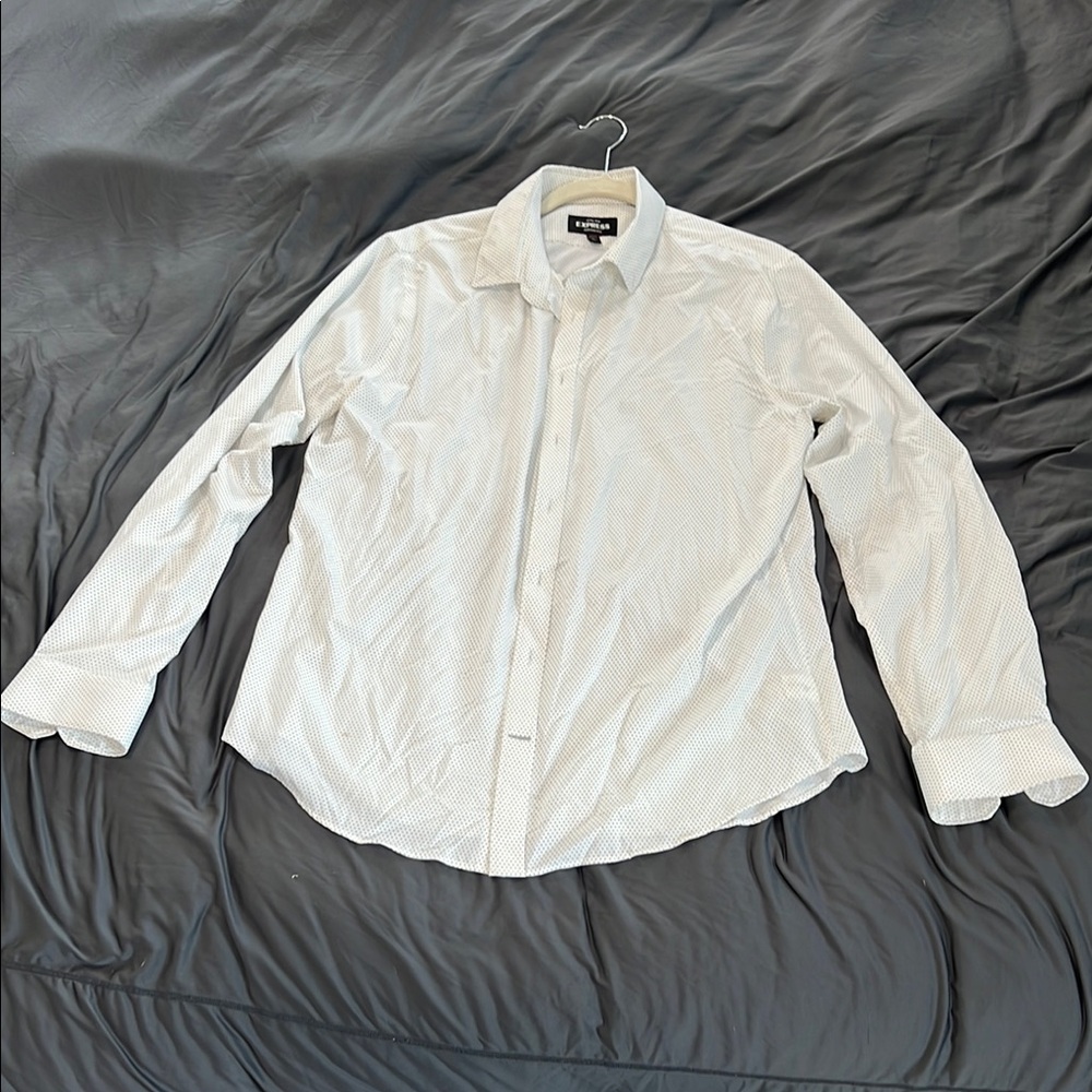 Express White Casual Button Down Shirt